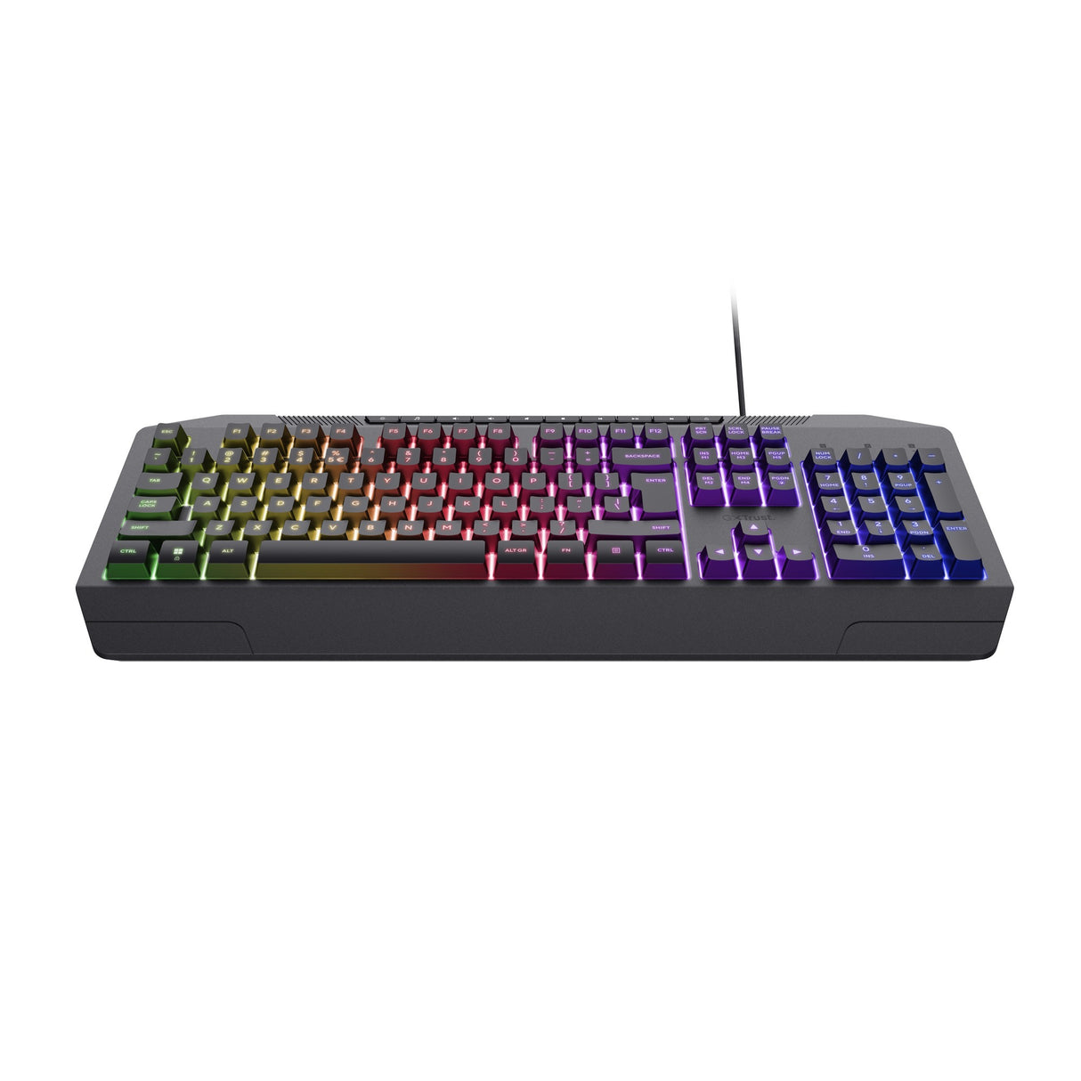 Trust GXT 836 EVOCX RGB-Gaming-Tastatur (schwarz, US-Layout (QWERTY), Membran, 100 %, RGB)