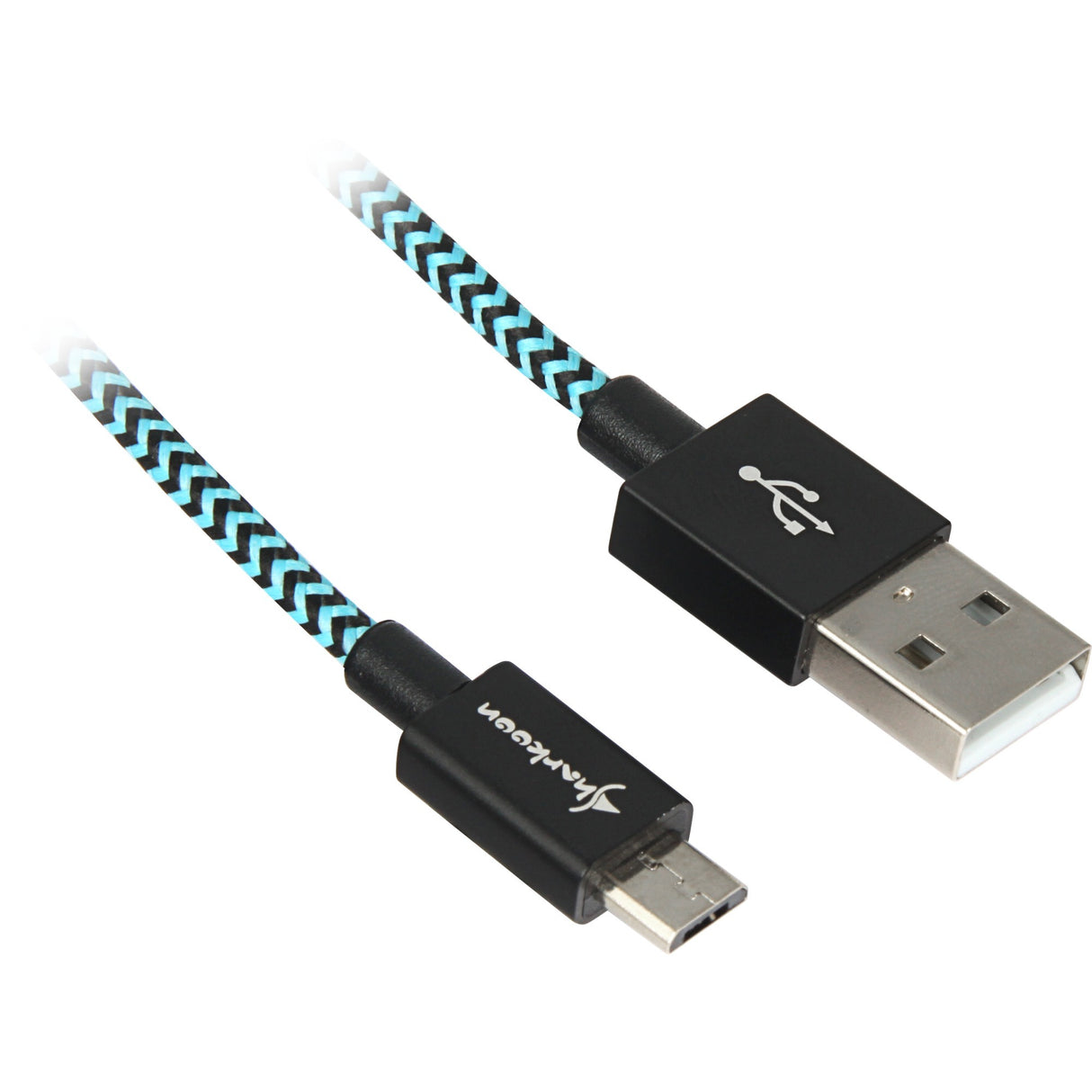 Sharkoon USB 2.0 Kabel, USB-A > Micro-USB B (schwarz hellblau, 0,5 Meter)