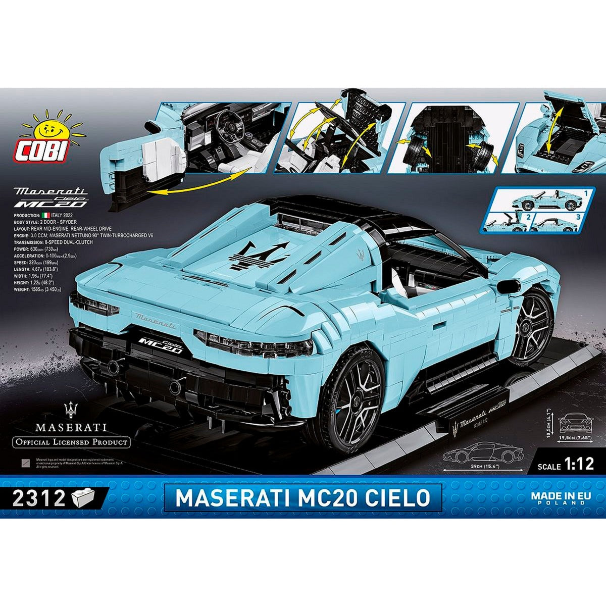 Cobi maserati mc20 cielo - executive edition constructiespeelgoed (schaal 1:12)