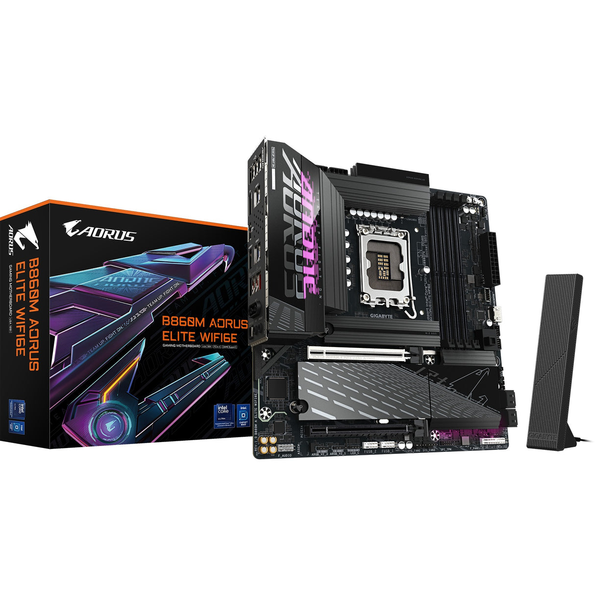 Gigabyte B860M AORUS Elite WiFi 6E Sockel 1851 Motherboard (schwarz, RAID, 2,5 GB LAN, WiFi 6E, BT, Sound, µATX)