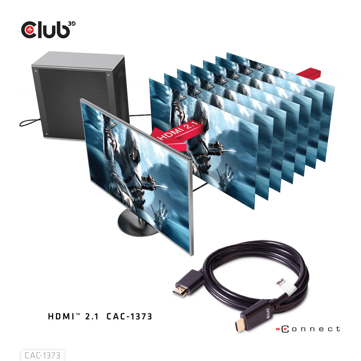 Club 3D Ultra-High-Speed-HDMI-2.1-zertifiziertes Kabel männlich-männlich (schwarz, 3 Meter, 4K 120 Hz, 8K 60 Hz, 48 Gbit/s)