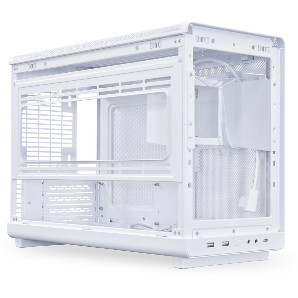Lian li a3-matx weiß (Wood Edition) Midi-Tower-Gehäuse (weiße Holzfarbe | 2x USB-A | 1x USB-C | gehärtetes Glas)