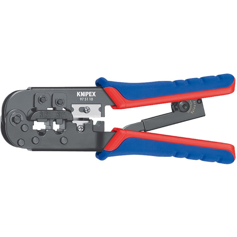 Knipex Crimpzange für Westernstecker brüniert mit Mehrkomponentengriffen 190 mm - 975110