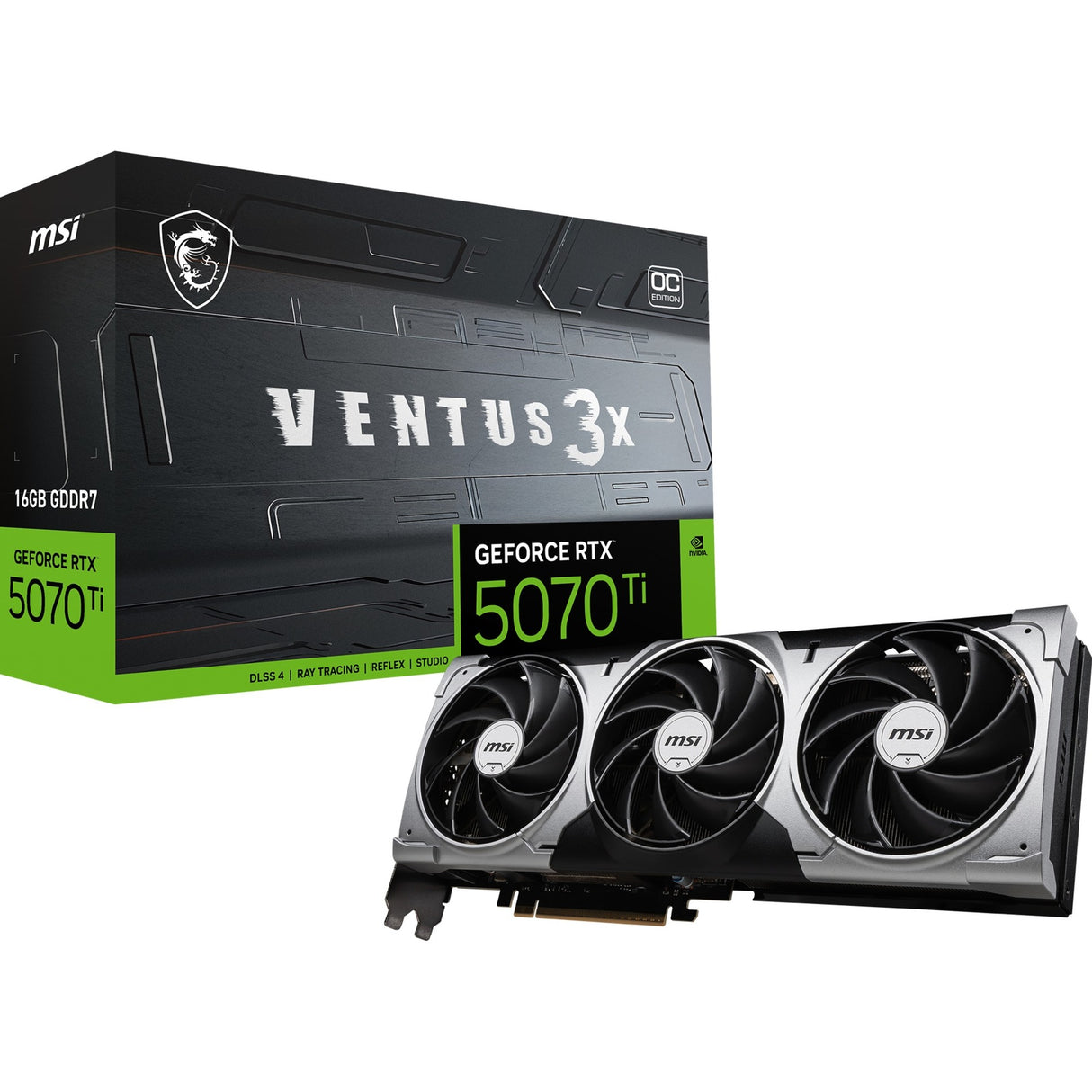 MSI GeForce RTX 5070 Ti 16G Ventus 3x OC Grafikkarte (3x Display Port, 1x HDMI)