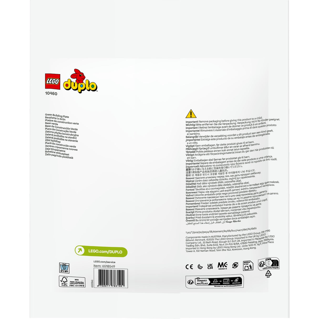 Lego Duplo Classic 10460 grüne Bauplatte
