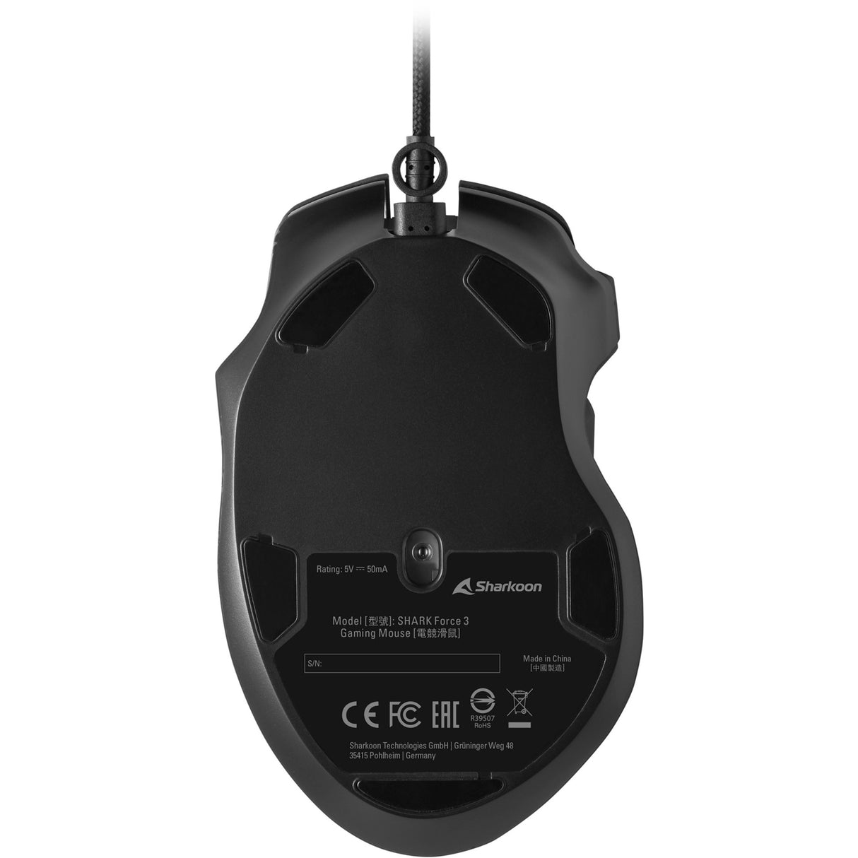 Sharkoon Shark Force III Gaming-Maus (schwarz, 400 – 12.800 dpi, RGB-LEDs)