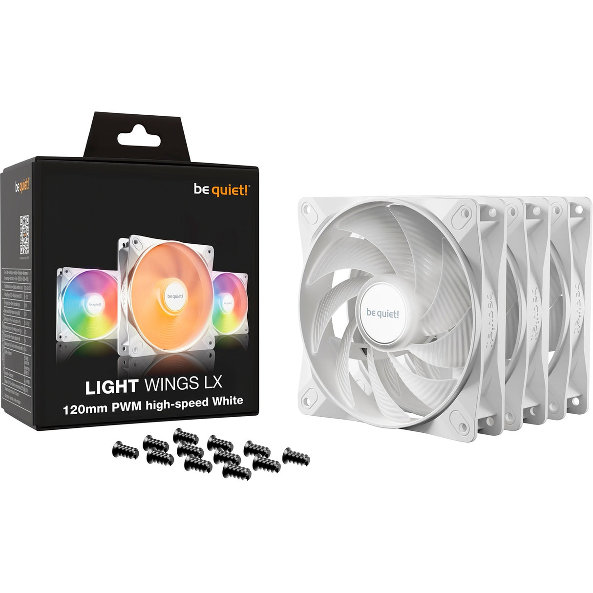 Ruhig sein! Light Wings lx pwm High-Speed-RGB-Gehäuselüfter (weiß, 3 Stück, 120 x 120 x 25 mm)
