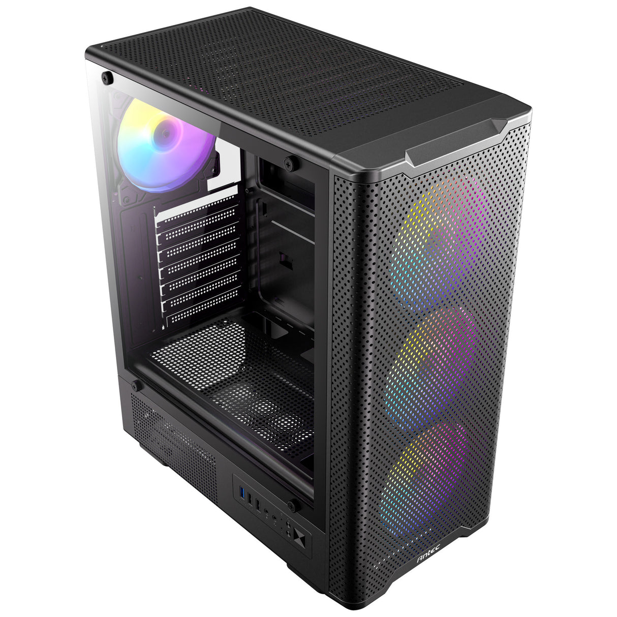 Antec VX310 ArGB Midi-Tower-Gehäuse (schwarz | 3x USB-A | gehärtetes Glas)