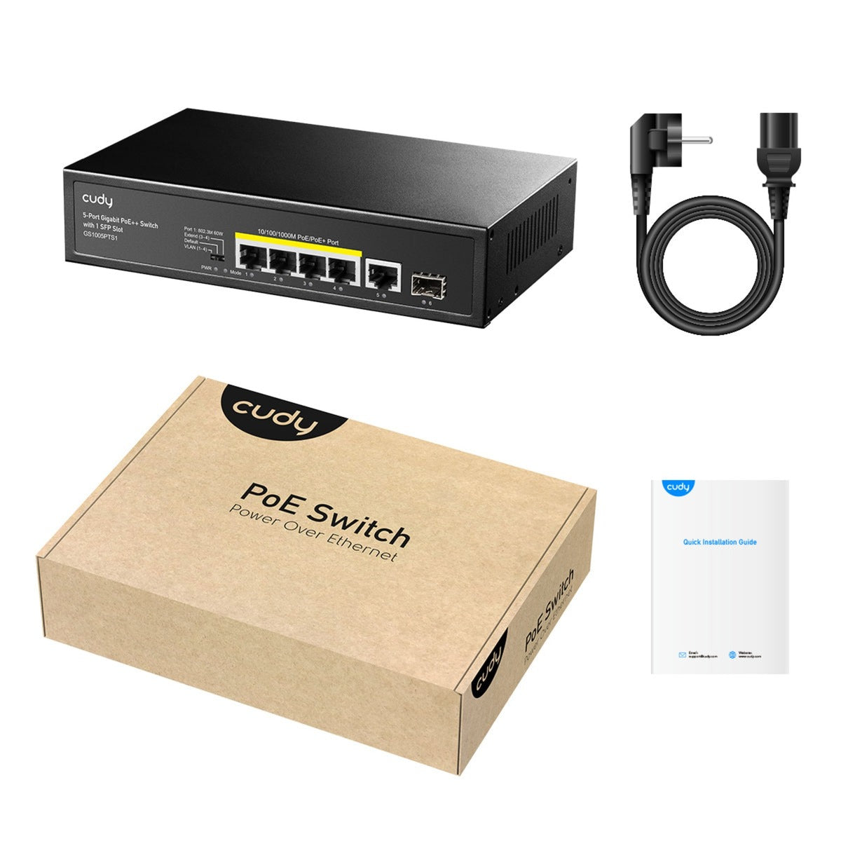 Cudy 5-Port 10 100 1000 PoE+ Switch mit 1 SFP-Port