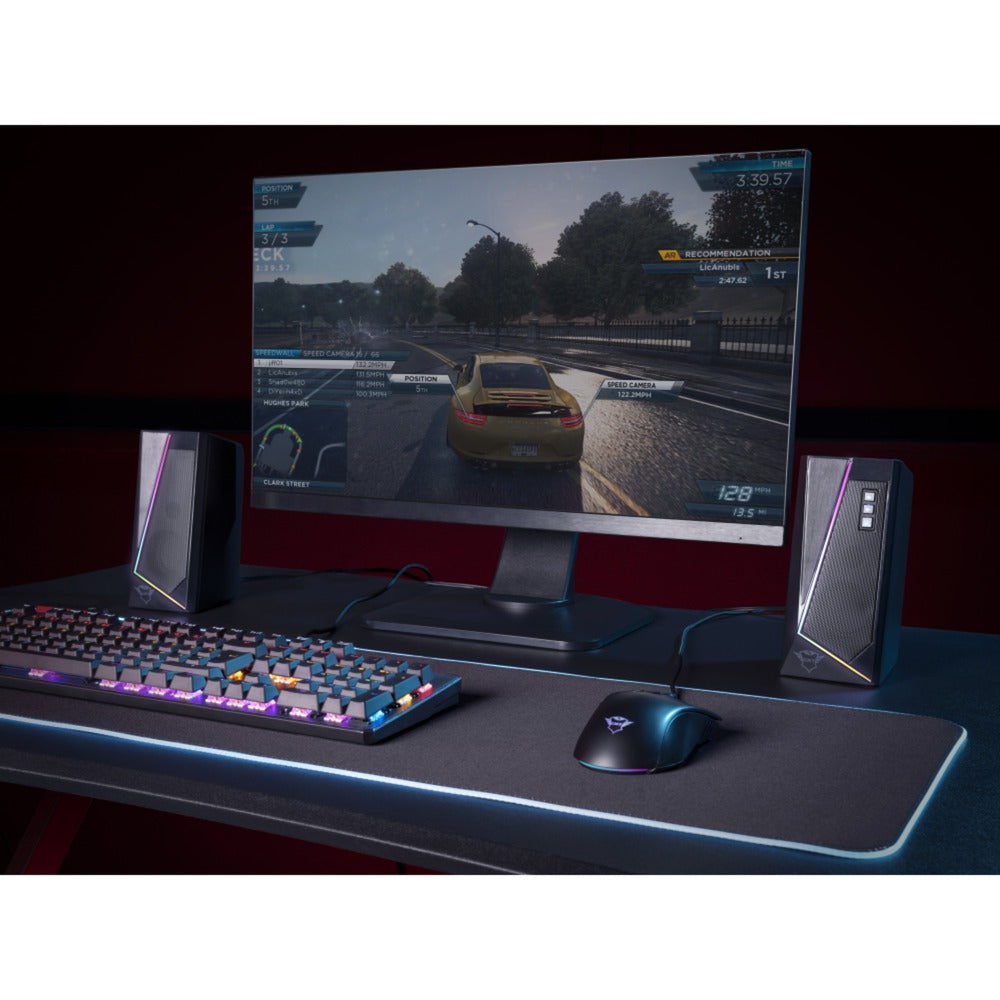 Trust GXT 609 Zoxa RGB-beleuchtetes Lautsprecherset PC-Lautsprecher (schwarz, RGB-LED)