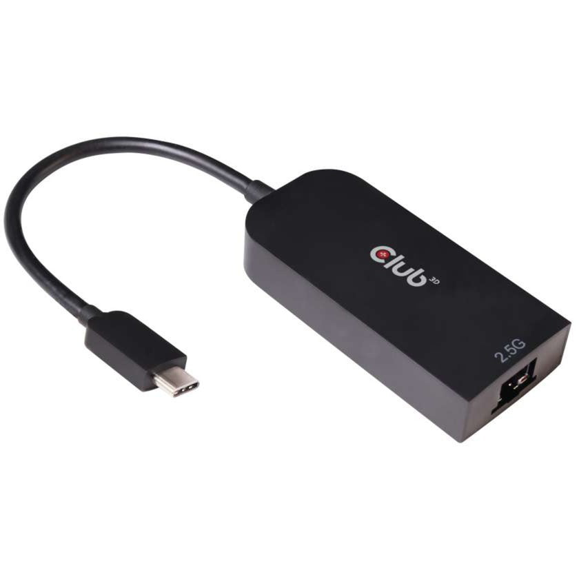 Club 3D USB-C 3.2 Gen1 > RJ-45 2,5 Gbit/s Adapter (schwarz, 0,16 Meter)