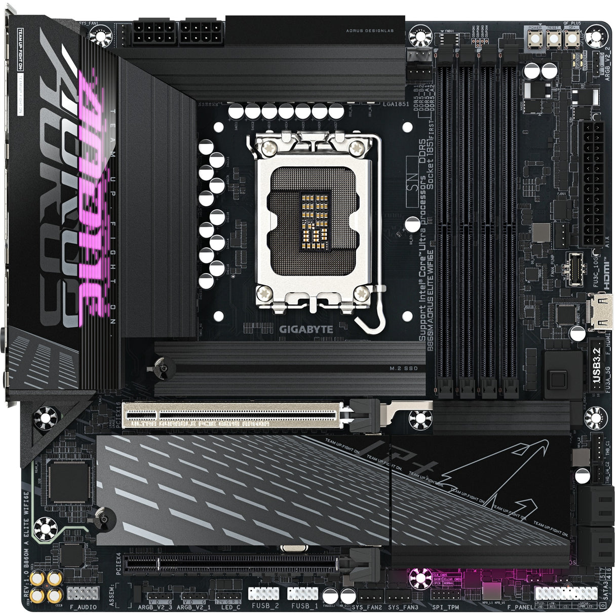 Gigabyte B860M AORUS Elite WiFi 6E Sockel 1851 Motherboard (schwarz, RAID, 2,5 GB LAN, WiFi 6E, BT, Sound, µATX)