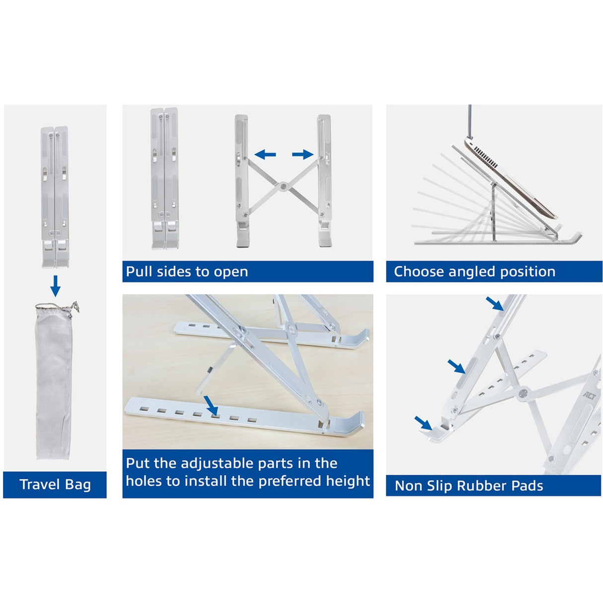 Act Connectivity Laptop Standard Aluminium, faltbar