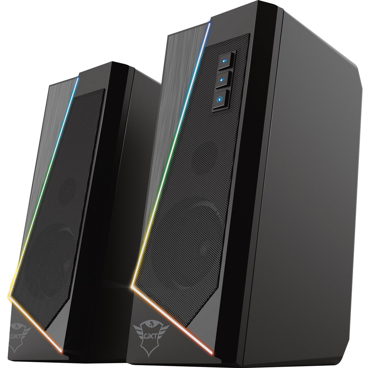 Trust GXT 609 Zoxa RGB-beleuchtetes Lautsprecherset PC-Lautsprecher (schwarz, RGB-LED)