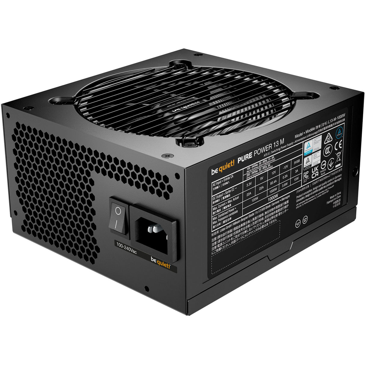 Ruhig sein! Pure Power 13 m modulares 1000-Watt-Netzteil (schwarz, 1x 12V-2x6, 4x PCIe)