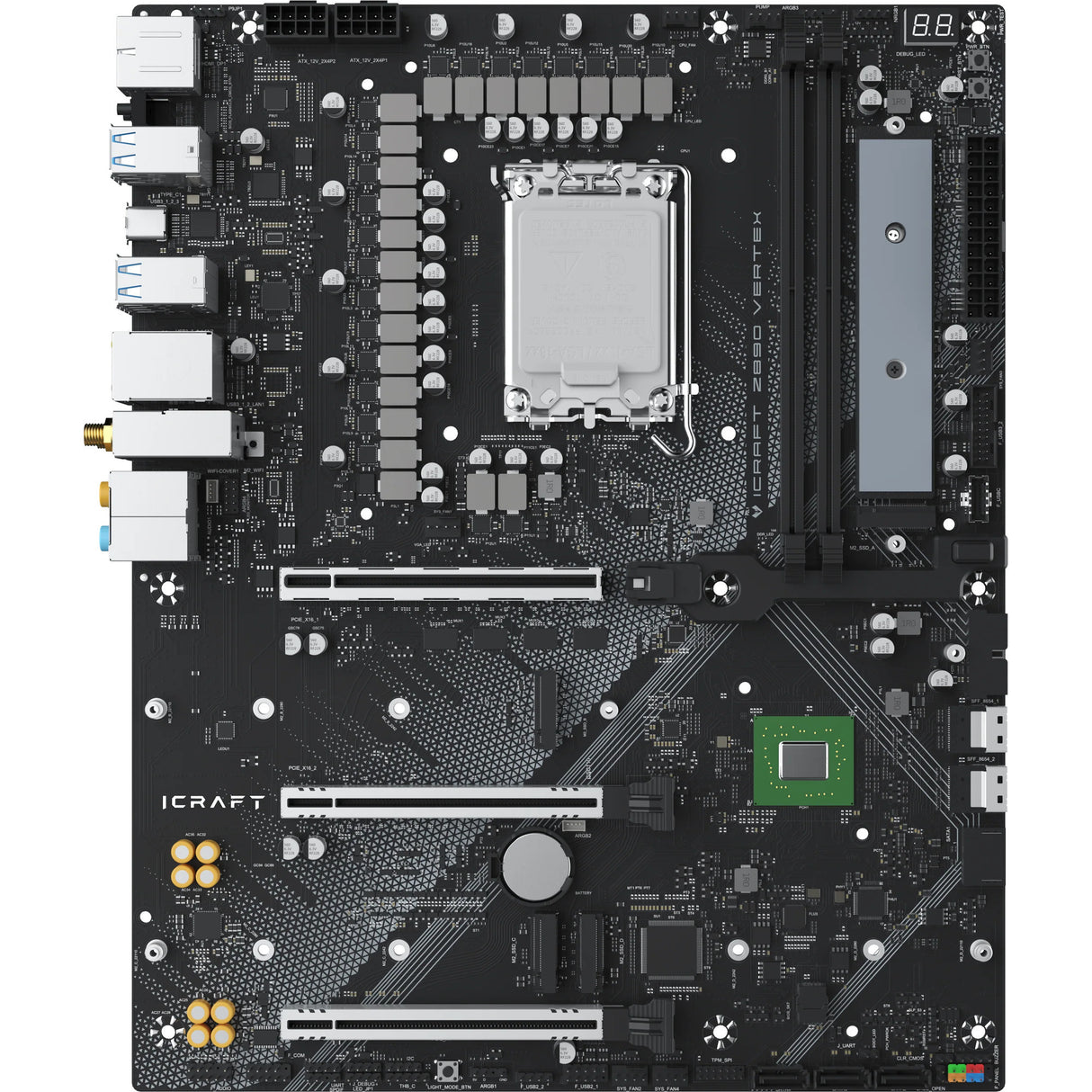Maxsun ms-icraft z890 vertex socket 1851 moederbord (zwart, raid, 5 gb-lan, wlan, bt, sound, atx)