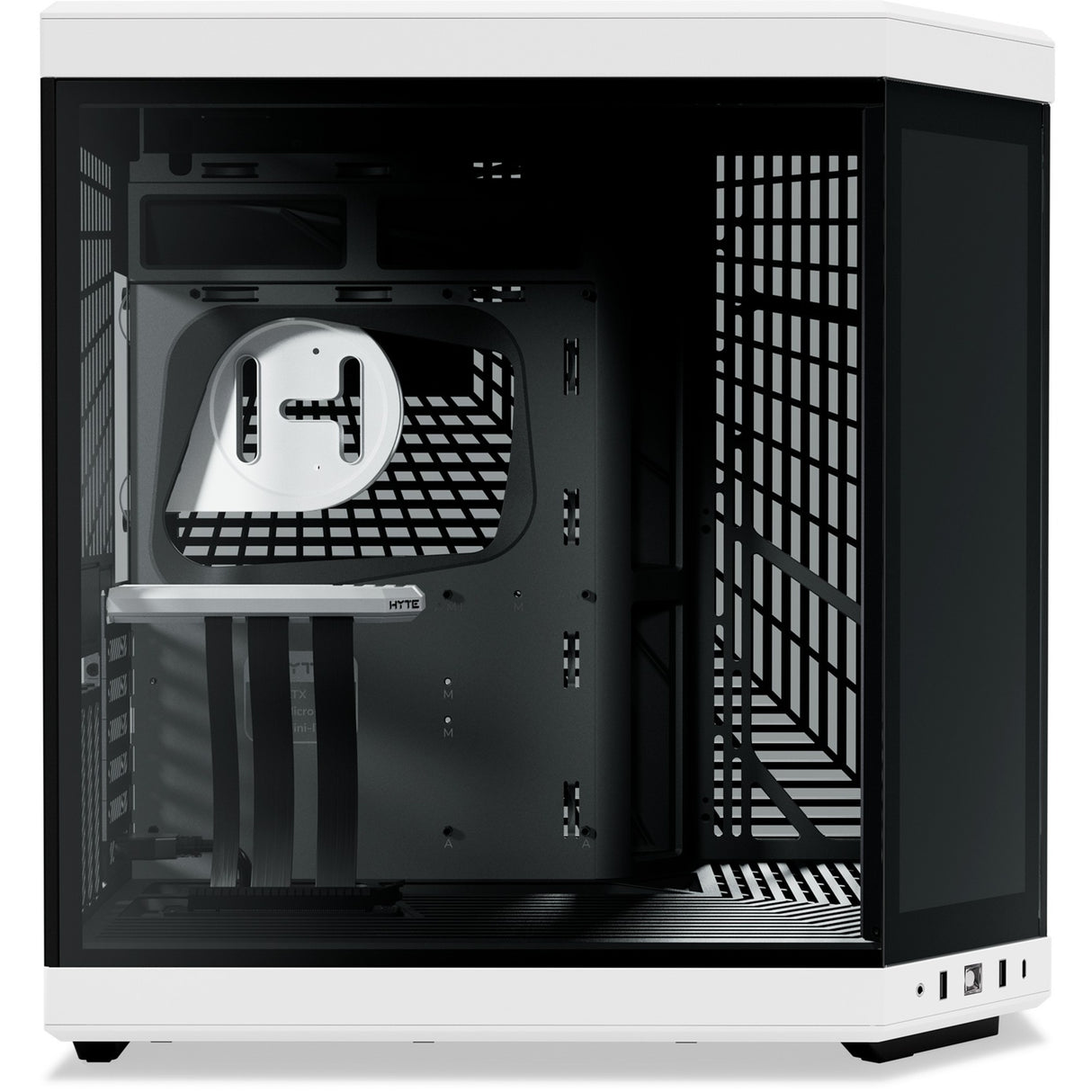 Hyte y70 touch infinite midi tower behuizing (wit zwart | 2x usb-a | 1x usb-c | tempered glass)