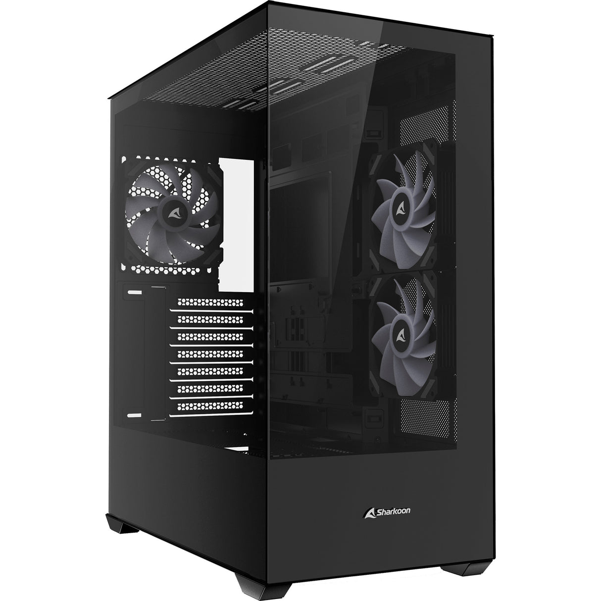 Sharkoon sk6 argb Midi-Tower-Gehäuse (schwarz | 2x USB-A | RGB | gehärtetes Glas)