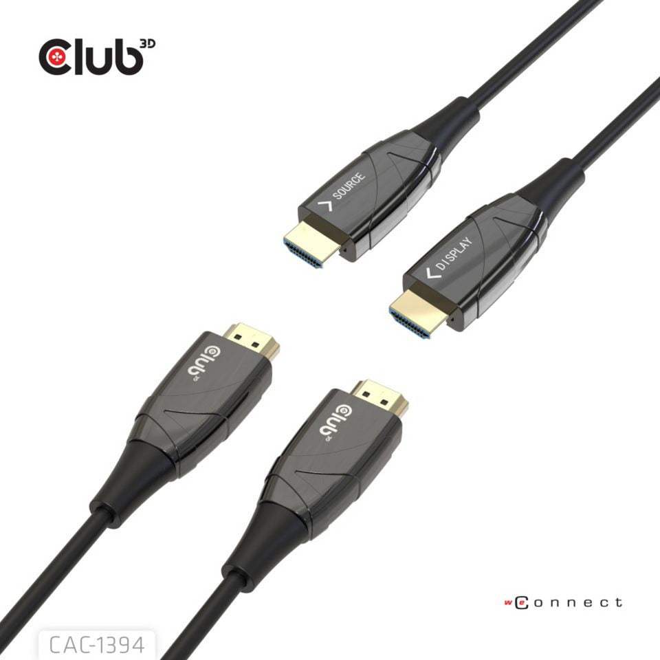 Club 3D HDMI-Hybrid-AOC-Kabel 8K60Hz 4K120Hz, 100 m Kabel (schwarz)