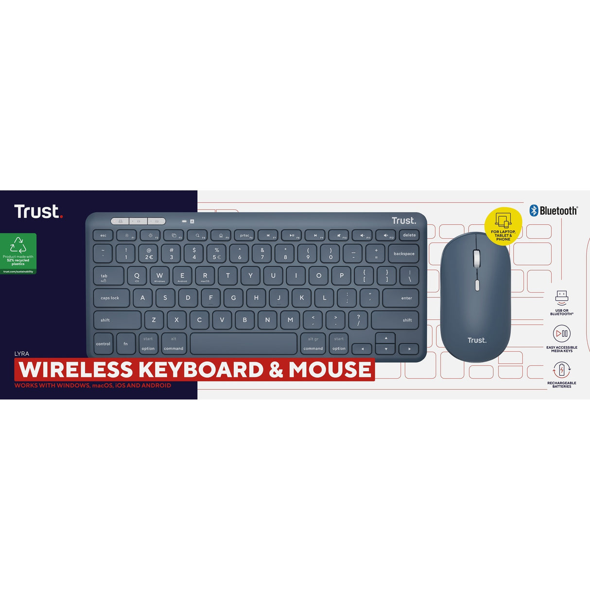 Vertrauen Sie der kabellosen Lyra Multi-Device-Tastaturmaus
