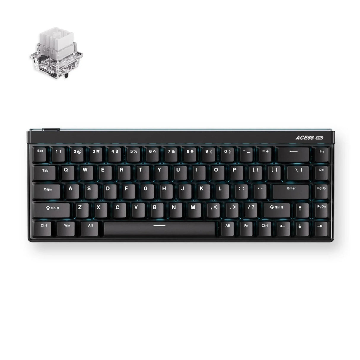 Mchose ace 68 air hall effect magnetic switch gaming keyboard (zwart, us lay-out (qwerty), mount tai gt he, 65%, rgb, hot swap, pbt keycaps, usb-c, hall effect sensor)