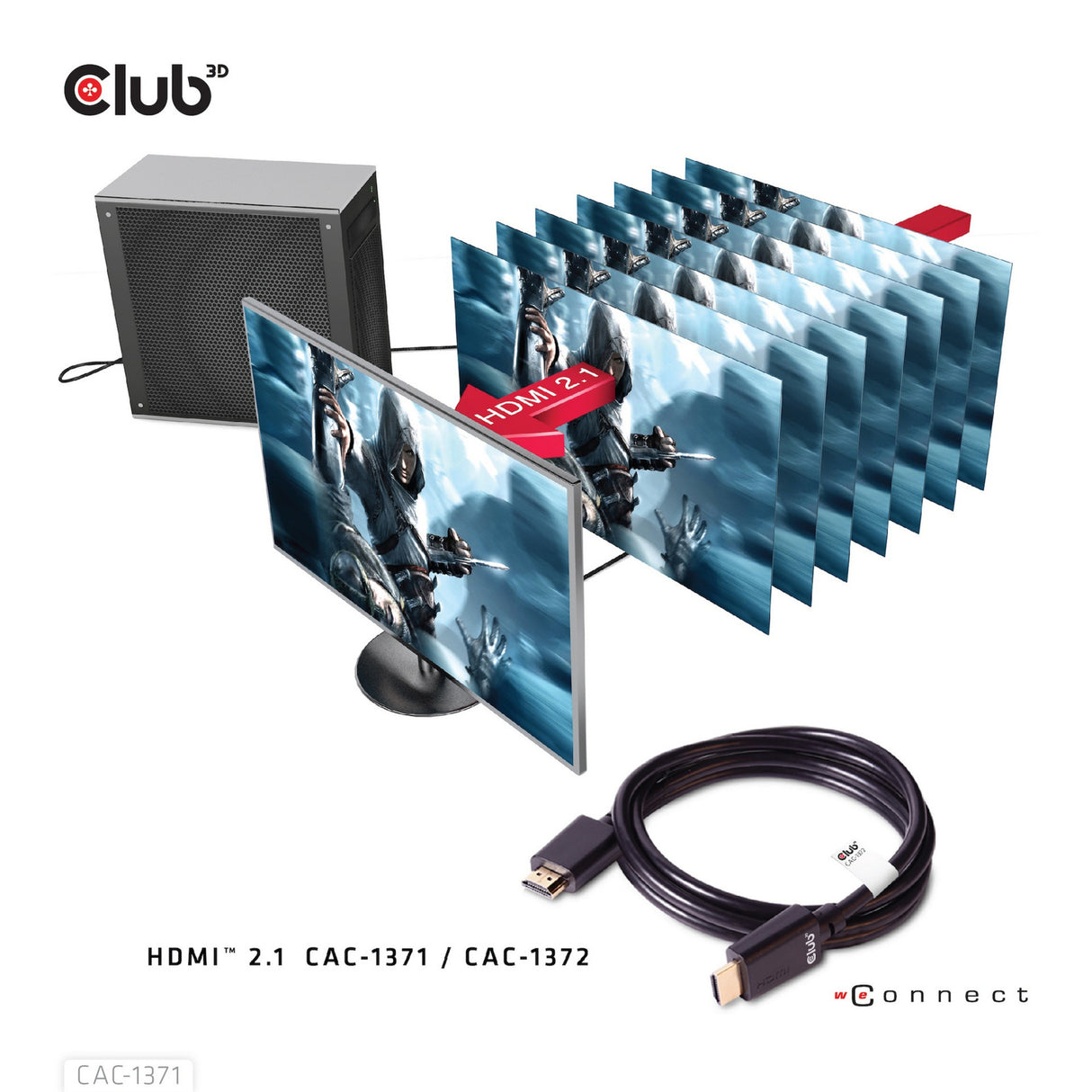 Club 3D Ultra-High-Speed-HDMI-Kabel (schwarz, 1 Meter, 4K 120 Hz, 8K 60 Hz, 48 Gbit/s)