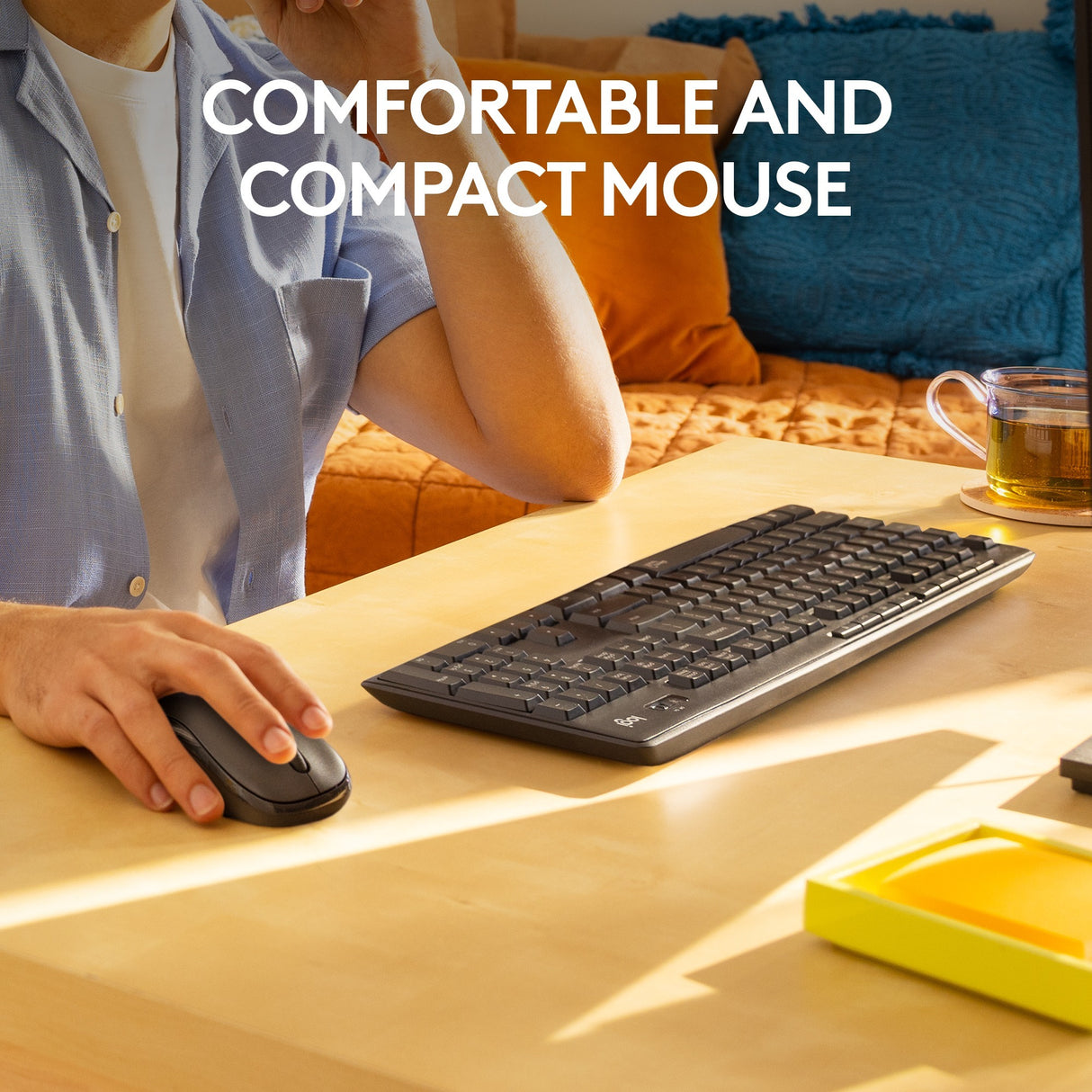 Logitech mk295 geräuschloses kabelloses Tastatur- und Maus-Kombi-Desktop-Set (schwarz, US-internationales Layout (QWERTY), 100 %)