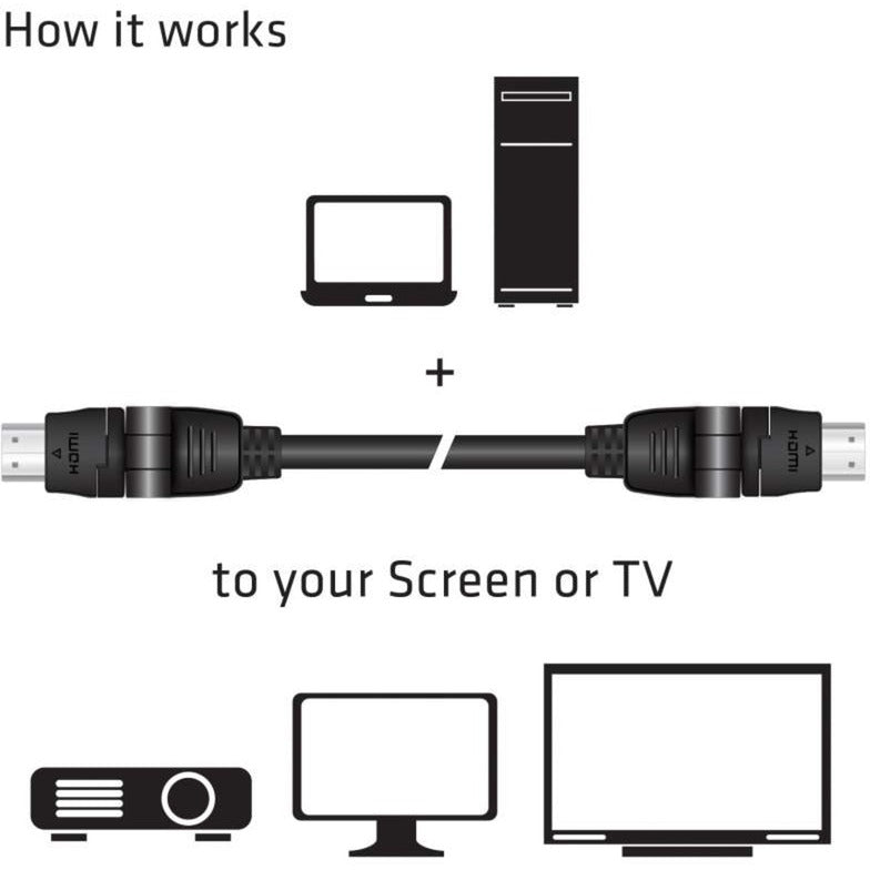 Club 3D HDMI 2.0 360° drehbares Kabel (schwarz, 2 Meter, 4K 60Hz)