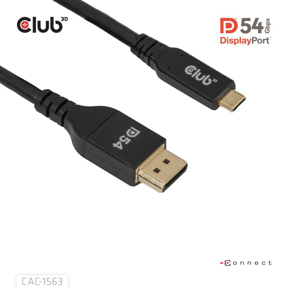Club 3D USB-C auf DisplayPort 2.1 DP54 Bidirektionales Kabel, 8K120Hz 2m (Schwarz)