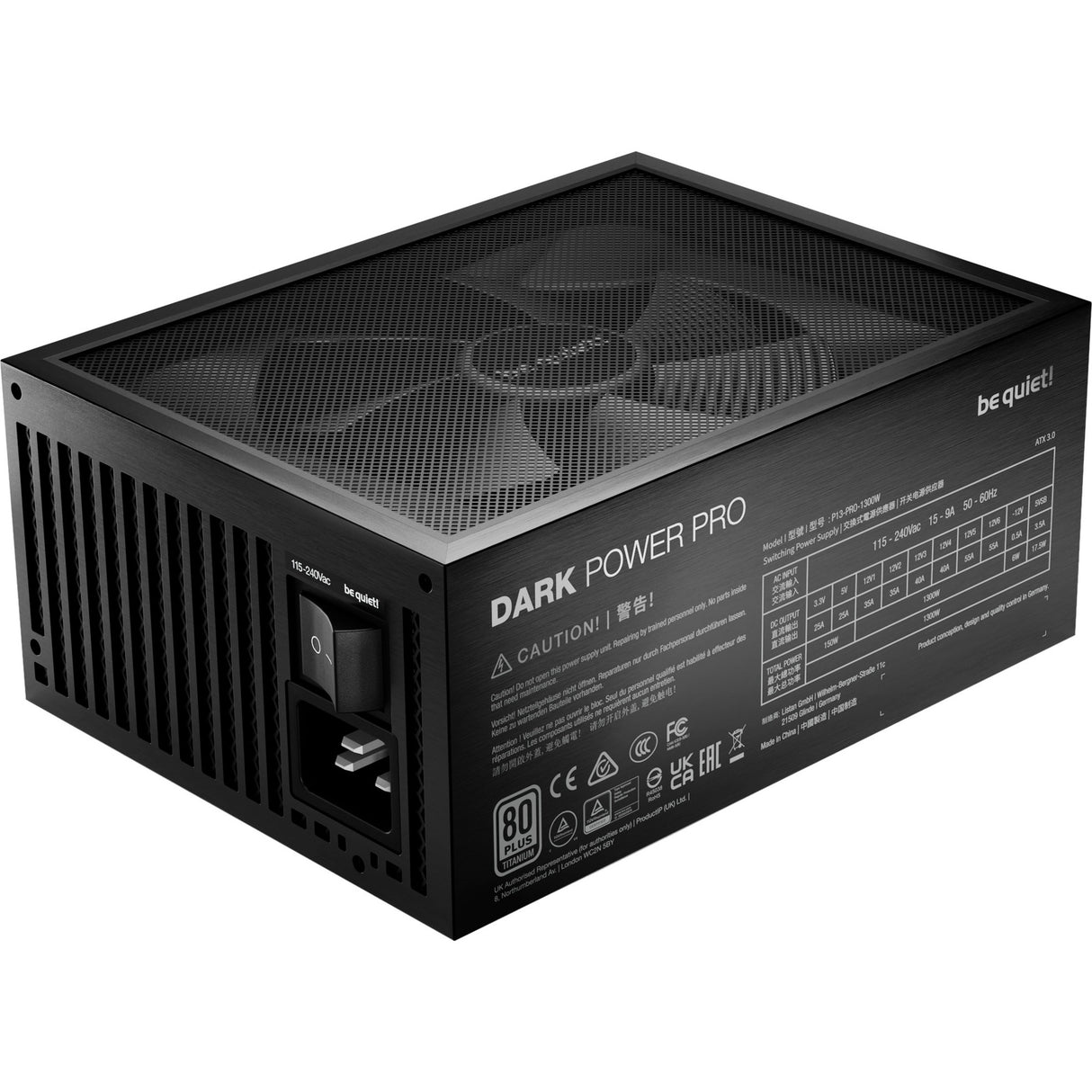 Ruhig sein! Dark Power Pro 13 modulares 1300-Watt-Netzteil (schwarz, 2x 12VHPWR, 6x PCIe)