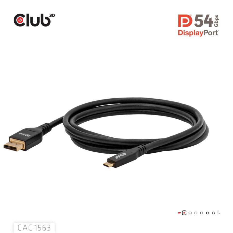 Club 3D USB-C auf DisplayPort 2.1 DP54 Bidirektionales Kabel, 8K120Hz 2m (Schwarz)