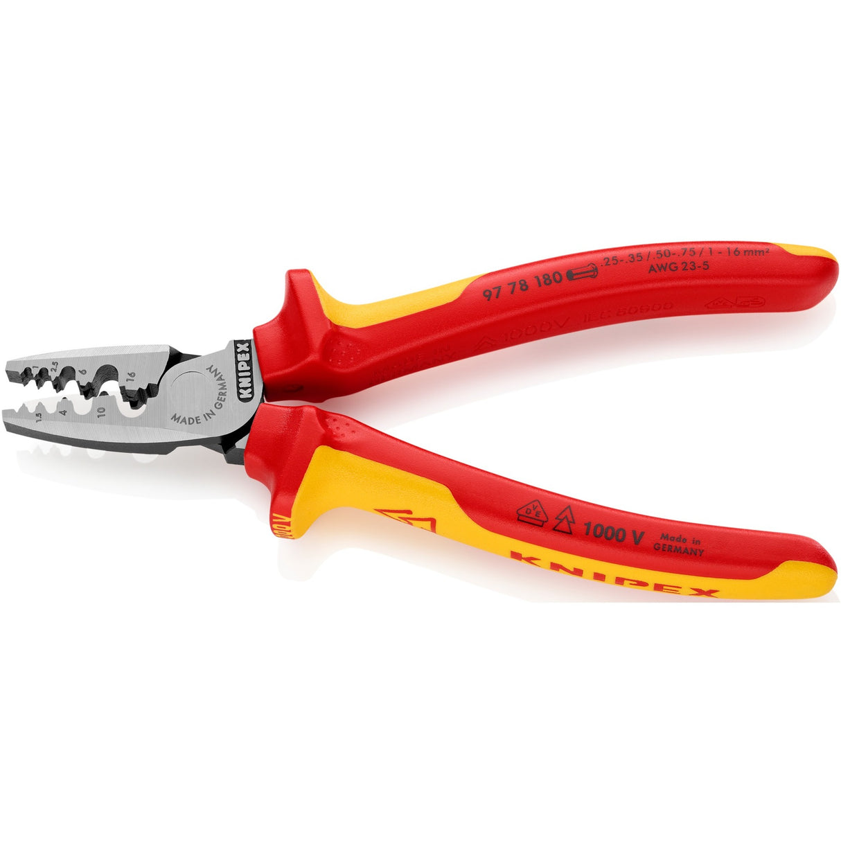 Knipex 97-Serie – Crimpzange – 180 mm – VDE-Isolierung – ergonomisch