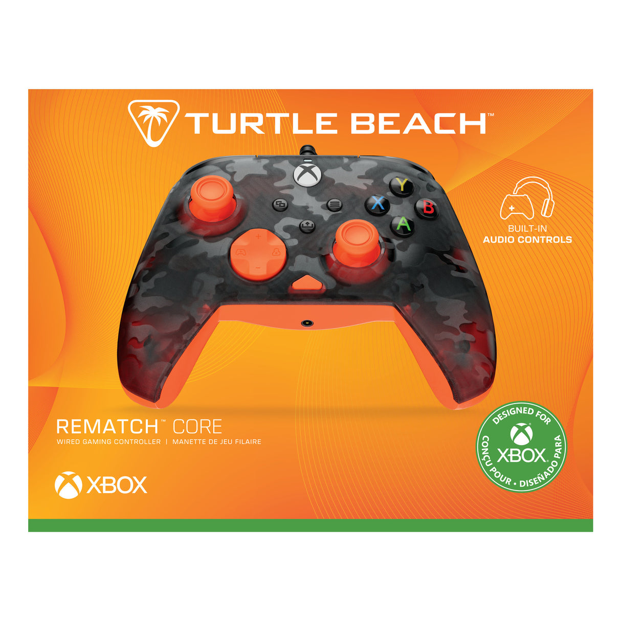 Turtle Beach Rematch Core Wired Controller (Schwarz Orange, Xbox Series X|S, Xbox One, PC)