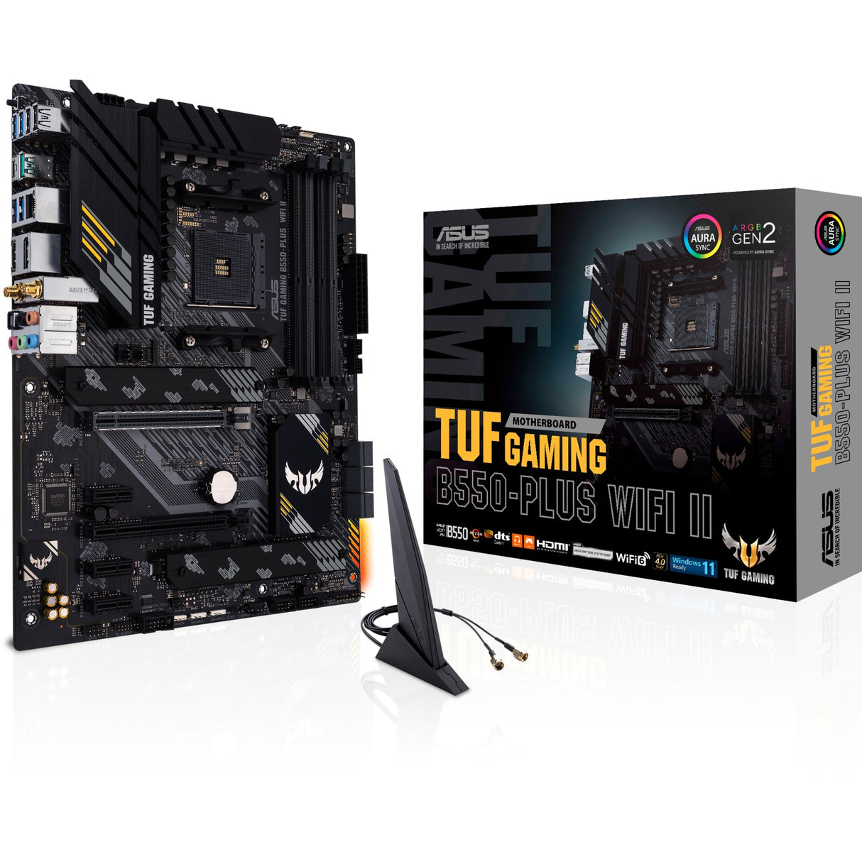 Asus Tuf Gaming B550-Plus WiFi II Sockel AM4 Motherboard (Schwarz, RAID, GB-LAN, WiFi 6, BT, Sound, ATX)