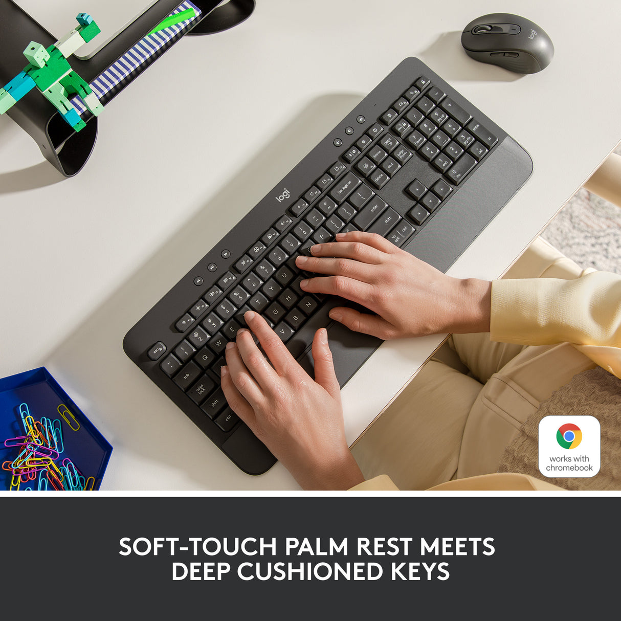 Logitech Signature K650 kabellose Komforttastatur (Graphit, US-internationales Layout (QWERTY), 100 %)