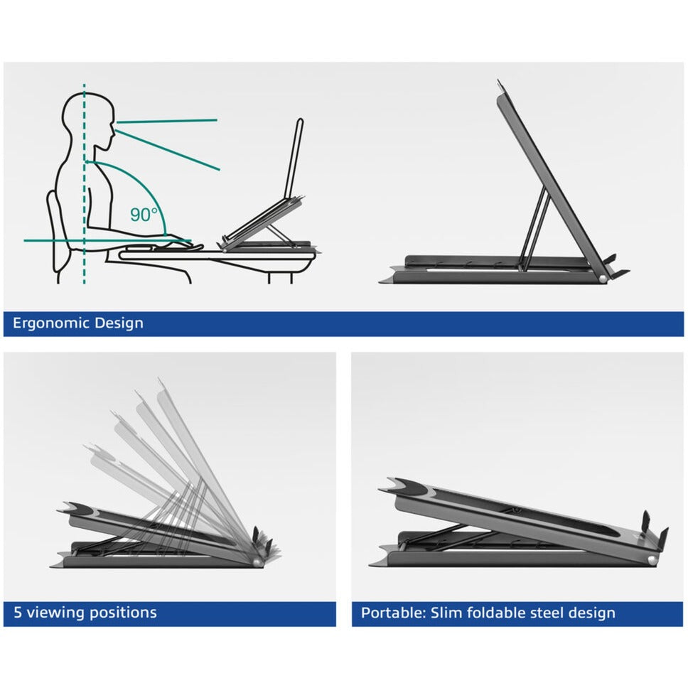 Act Connectivity Laptopständer, klappbar, 5-fach höhenverstellbar (schwarz)