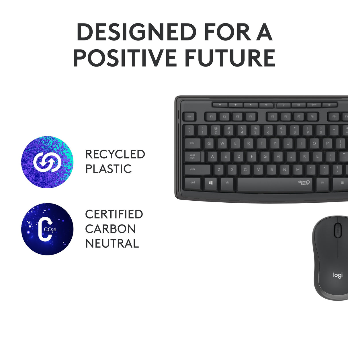Logitech mk295 geräuschloses kabelloses Tastatur- und Maus-Kombi-Desktop-Set (schwarz, US-internationales Layout (QWERTY), 100 %)