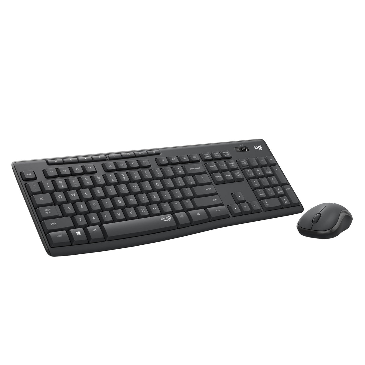 Logitech mk295 geräuschloses kabelloses Tastatur- und Maus-Kombi-Desktop-Set (schwarz, US-internationales Layout (QWERTY), 100 %)