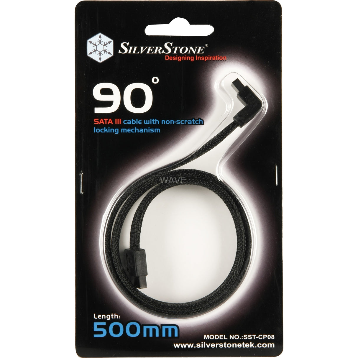Silverstone SATA III-Kabel 50 cm (schwarz, 6 GB, 90°-Stecker, CP08)