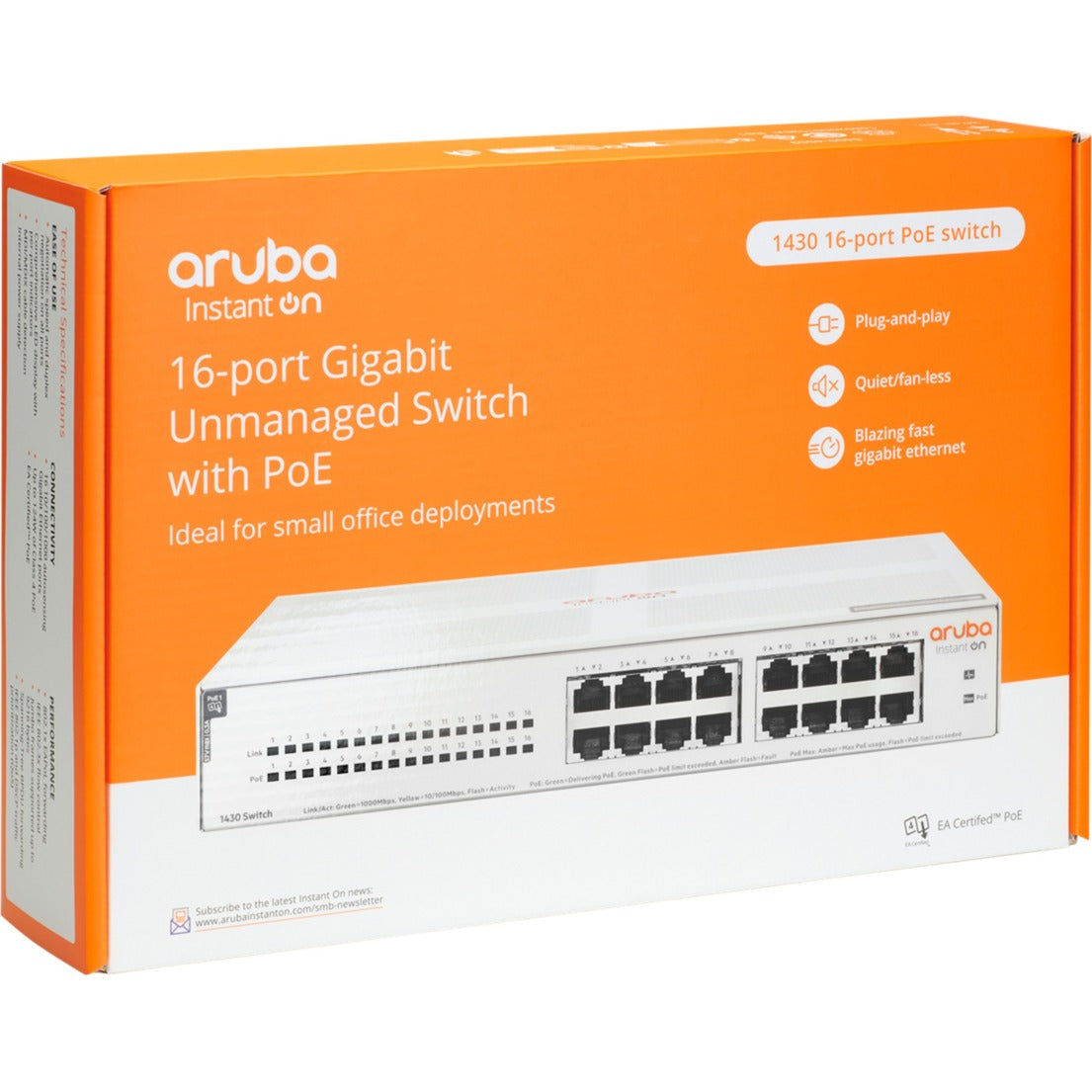 Hewlett Packard Enterprise Instant On 1430 16G CL4 PoE-Switch (124 Watt PoE, 1 Stunde)