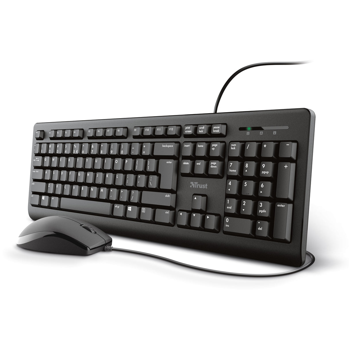 Trust Primo Tastatur-Maus-Set, Desktop-Set (schwarz, US-Layout, Membran)