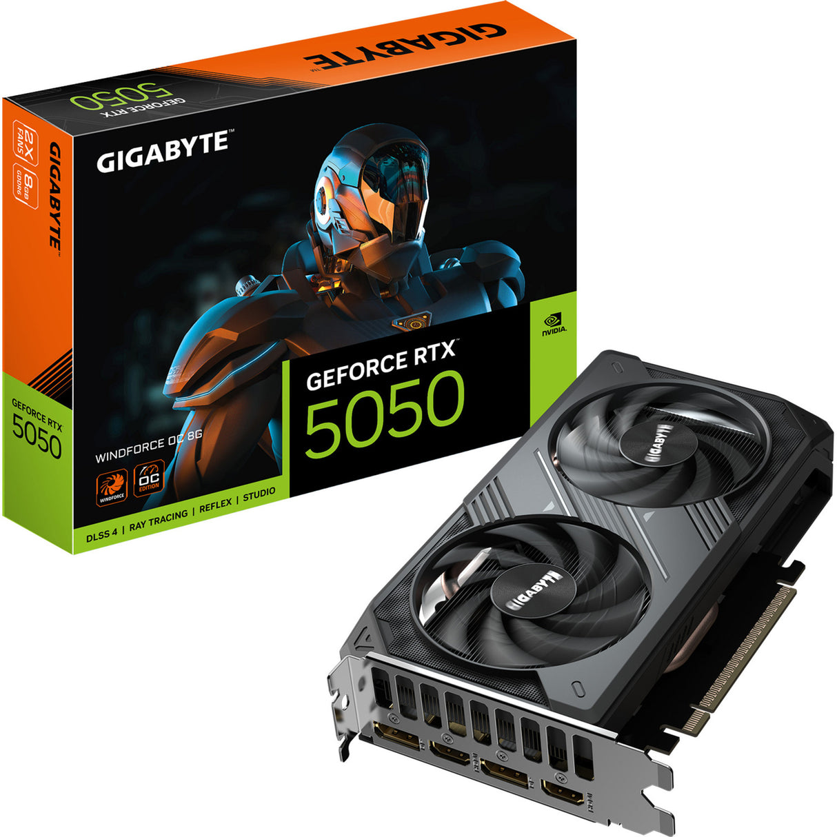 Gigabyte GeForce RTX 5050 Wind Force OC 8G Grafikkarte (2x Display Port, 2x HDMI 2.1, DLSS 4)