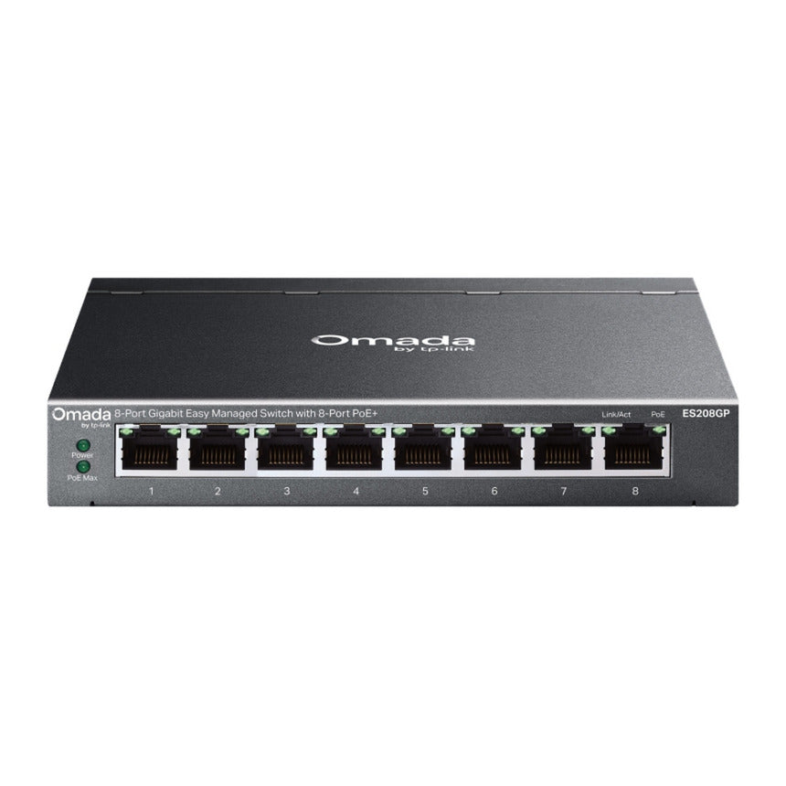 Tp-link omada es208gp switch (zwart, 8x poe+)