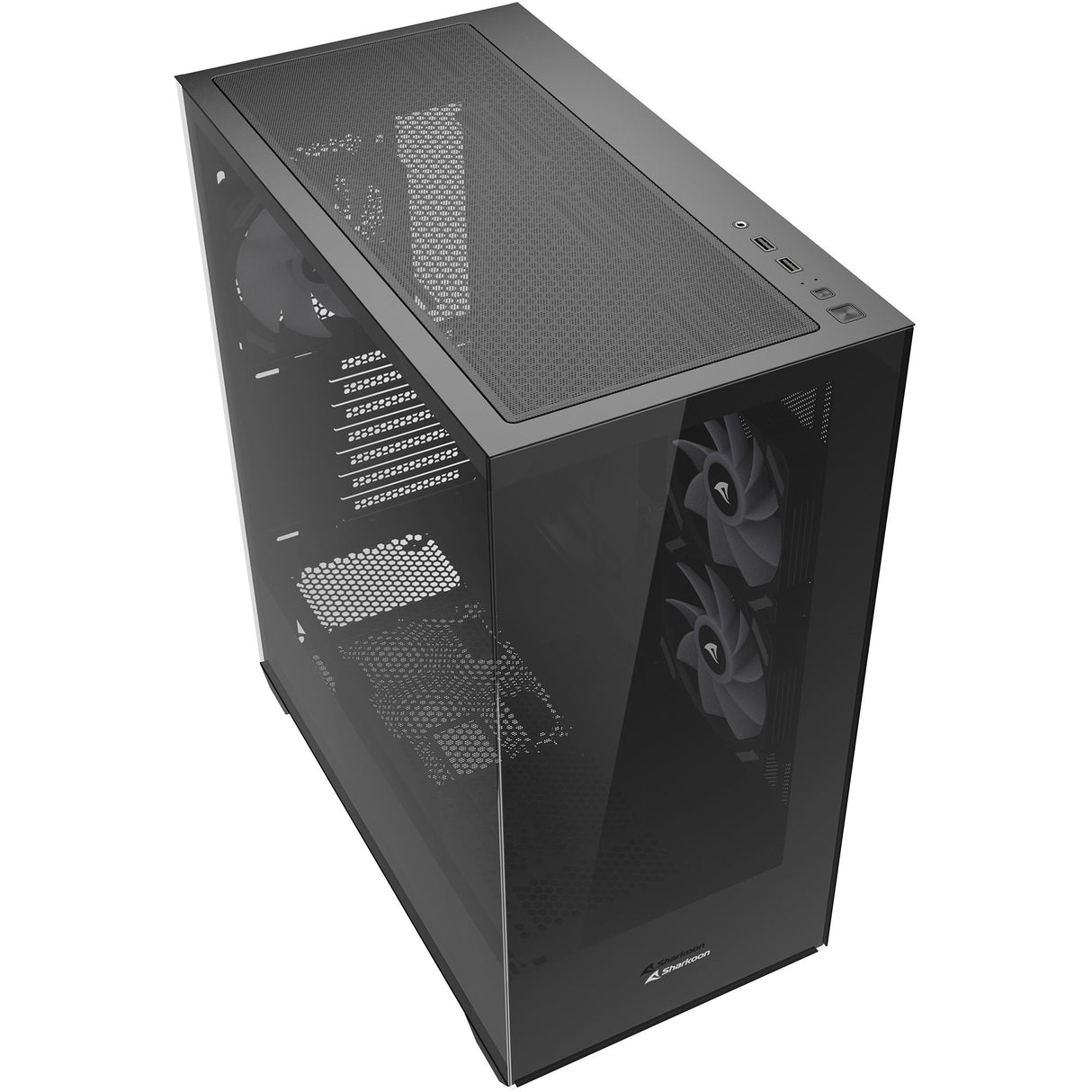Sharkoon sk6 argb Midi-Tower-Gehäuse (schwarz | 2x USB-A | RGB | gehärtetes Glas)