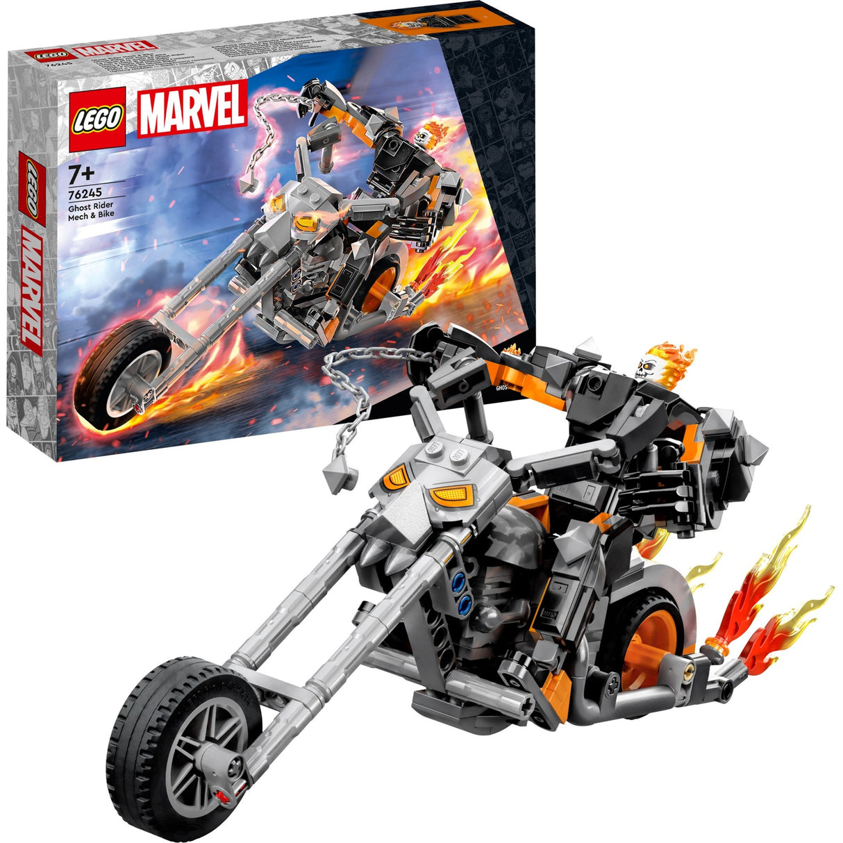 Lego Marvel – Geisterfahrer-Mech-Motorrad-Konstruktionsspielzeug (76245)