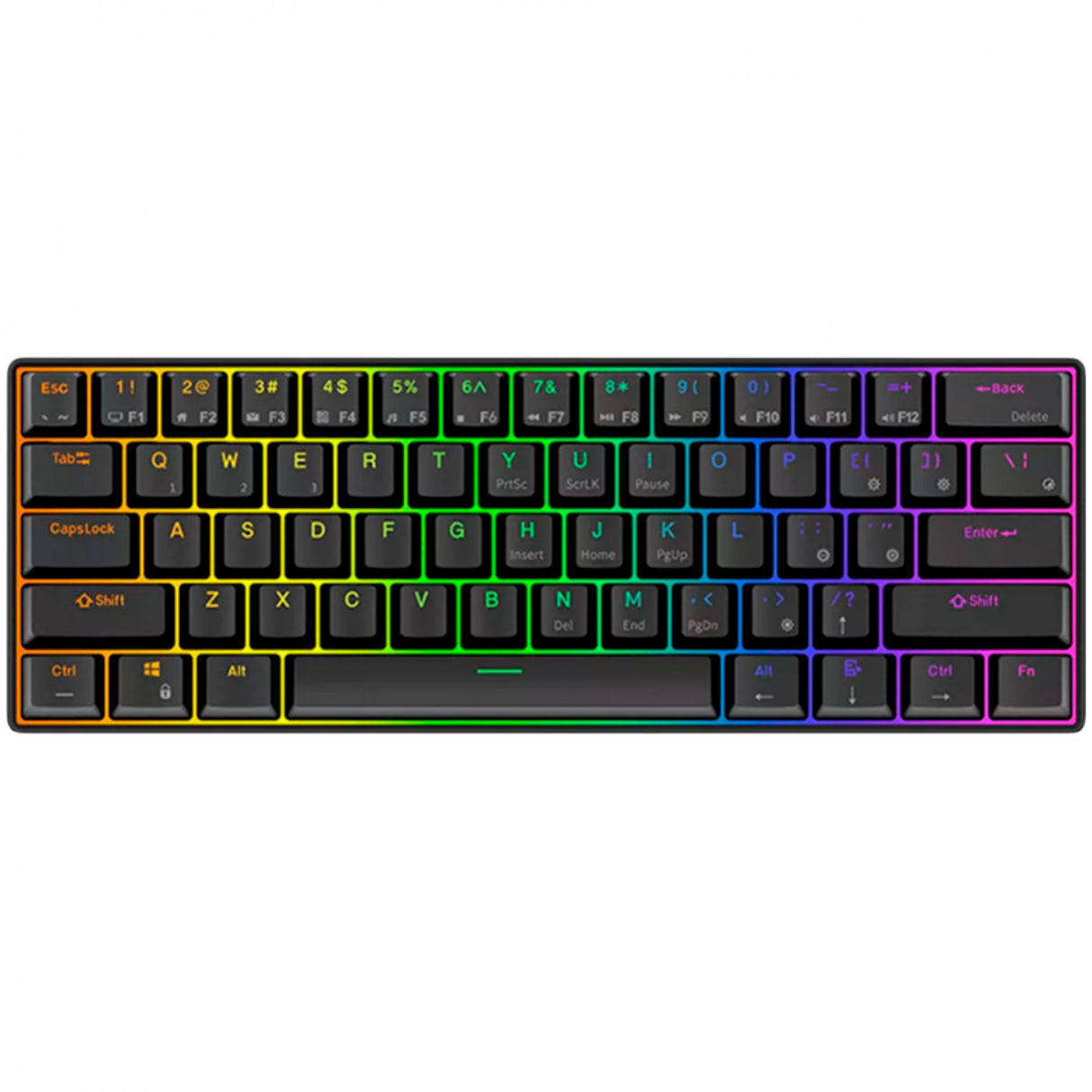 Royal kludge rk61 draadloos mechanisch toetsenbord (zwart, us lay-out (qwerty), 60%, brown switch, rgb, hot swap, 2.4 ghz | usb-c | bluetooth)