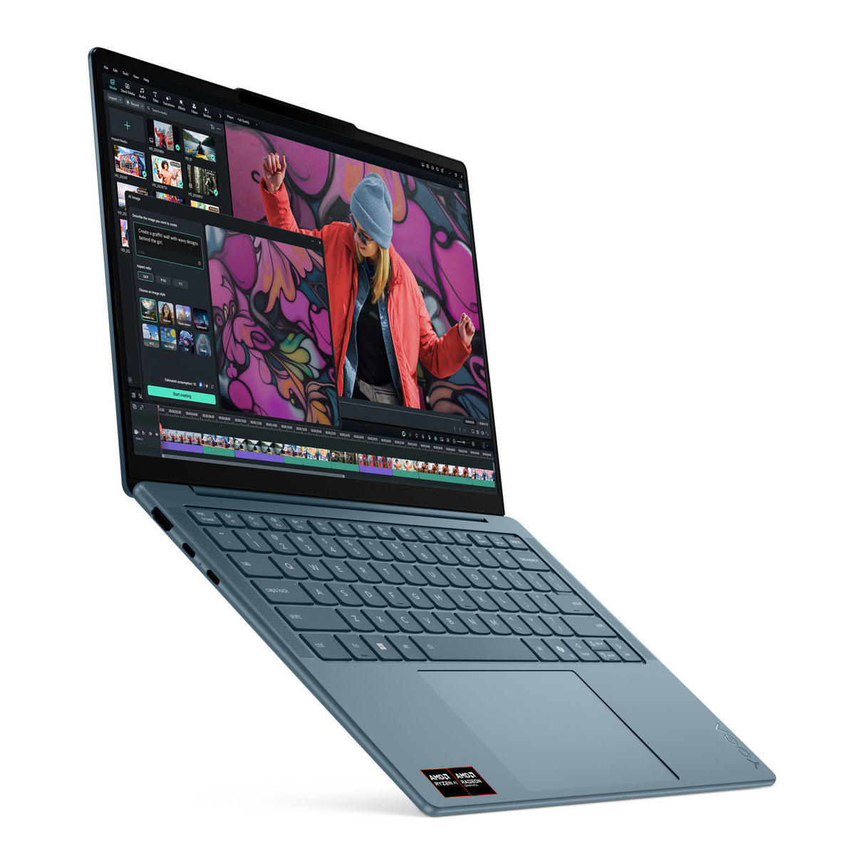 Lenovo yoga slim 7 14akp10 (83jy0082mh) 14 copilot+ laptop (blauwgroen | ryzen 7 350 | radeon 860m | 32 gb | 1 tb ssd)