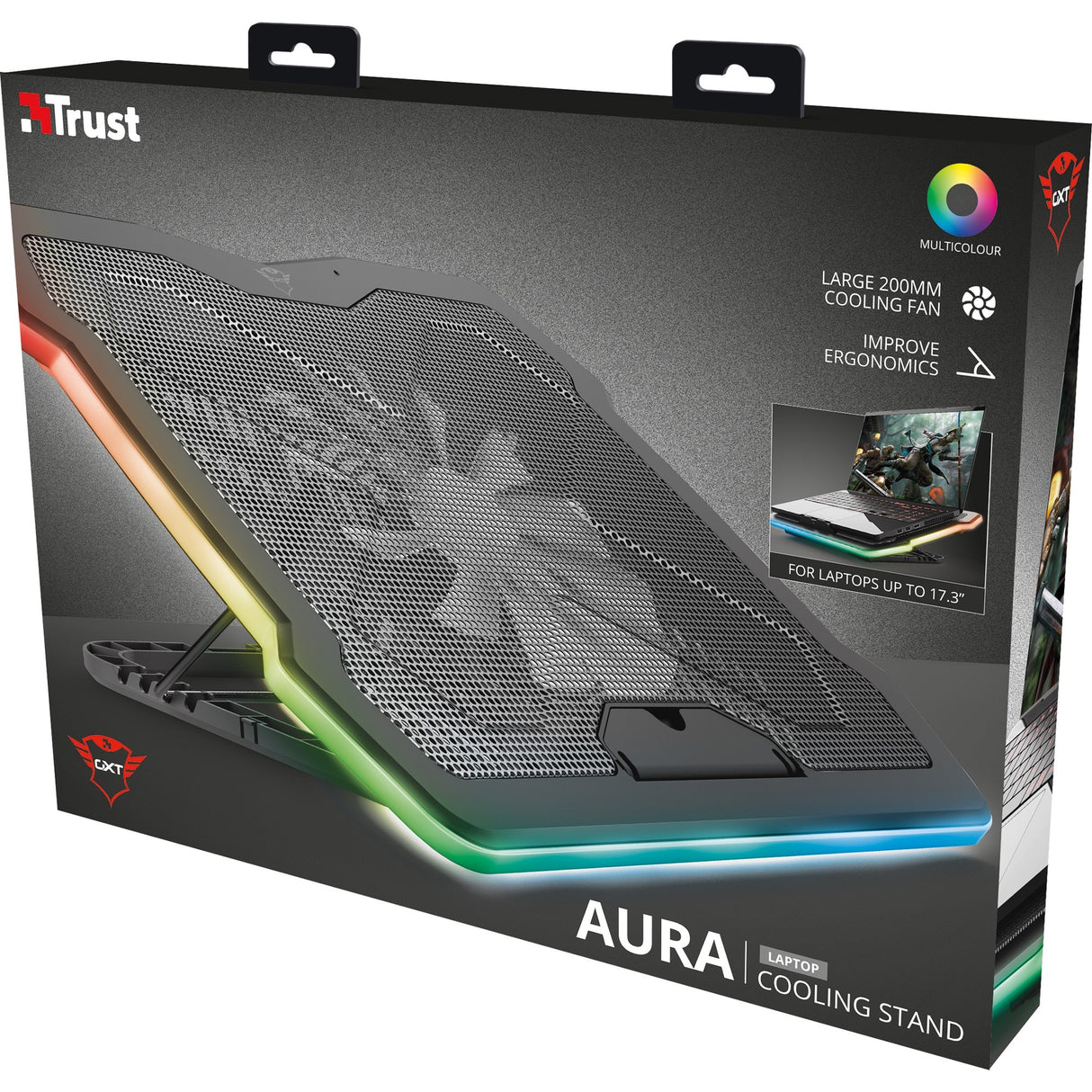 Trust GXT 1126 Aura Laptop-Kühler (schwarz, RGB)