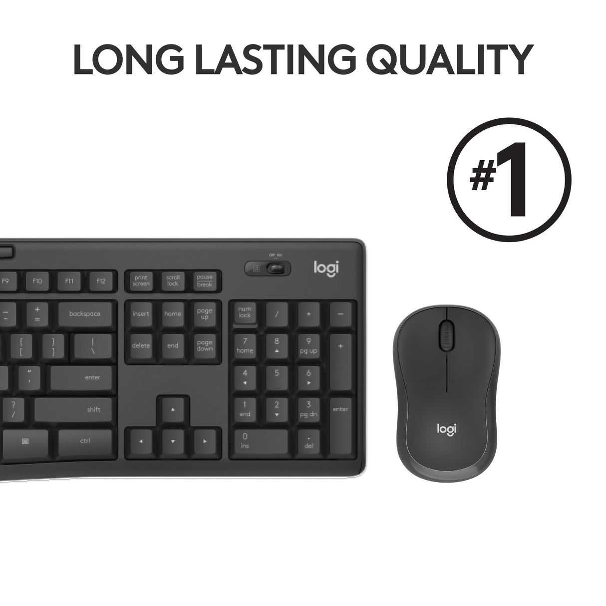 Logitech mk295 geräuschloses kabelloses Tastatur- und Maus-Kombi-Desktop-Set (schwarz, US-internationales Layout (QWERTY), 100 %)