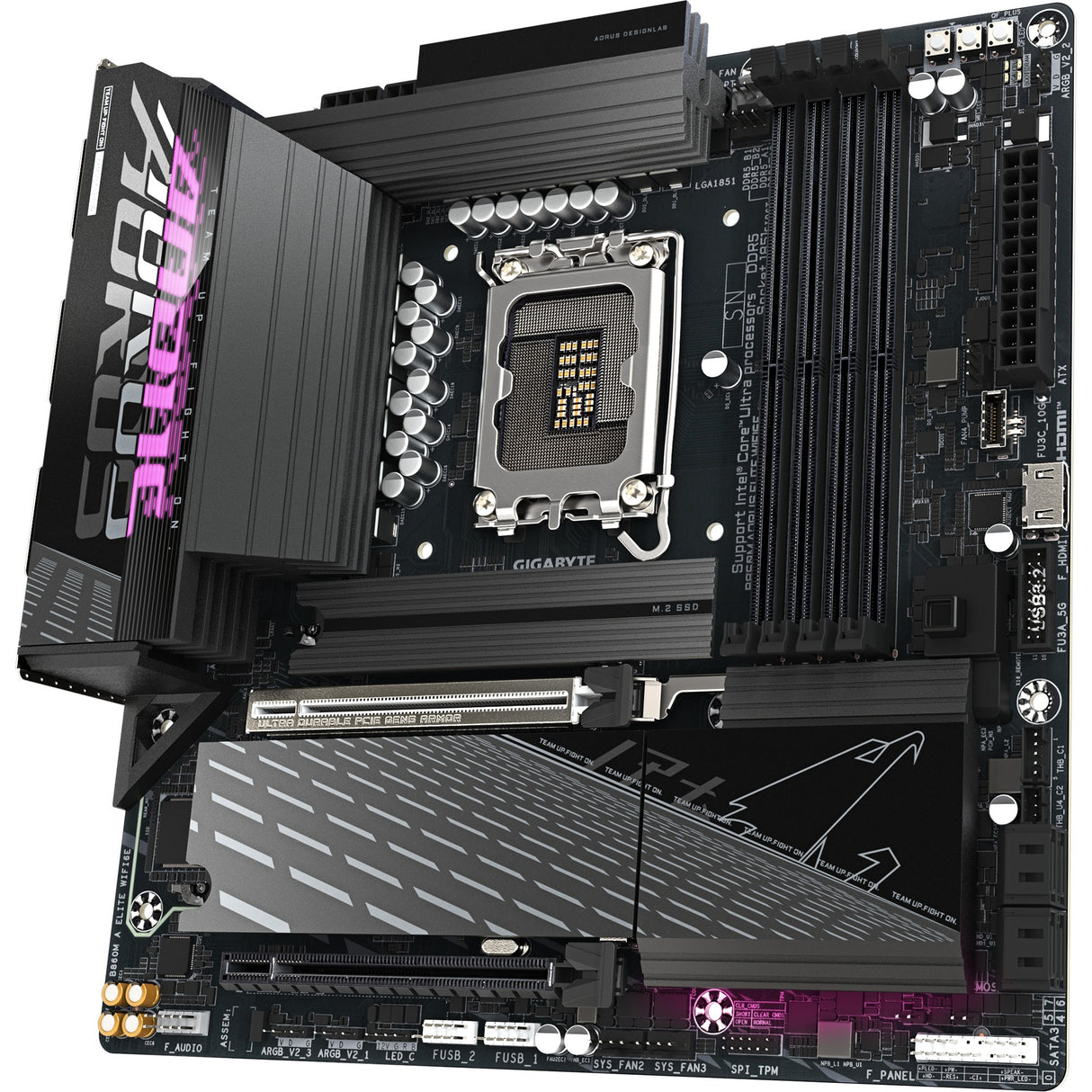 Gigabyte B860M AORUS Elite WiFi 6E Sockel 1851 Motherboard (schwarz, RAID, 2,5 GB LAN, WiFi 6E, BT, Sound, µATX)